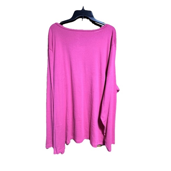 NWT St Johns Bay Size 5x Essential Tee Pink Blue T-Shirt Long Sleeve100%cotton - Picture 4 of 4